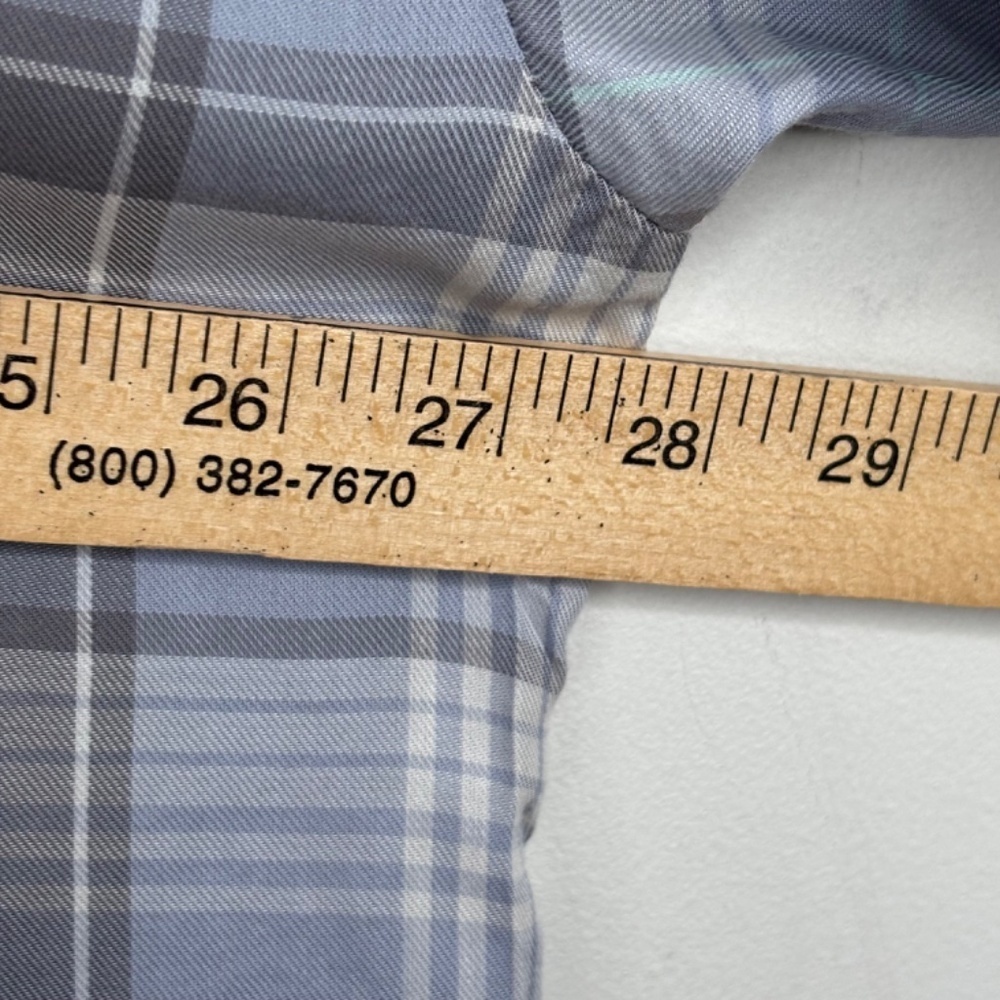 J Jill Plaid Top 2X Purple Button Up Roll Tab Minimalist Preppy Neutral Spring - Picture 8 of 10